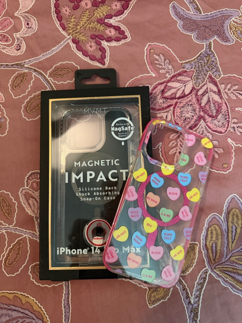 Pink Sky Candy Hearts and MVMT MagSafe-Compatible iPhone 14 Pro Max Case